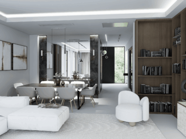 RCA Architecture tarafından tasarlanan modern villa iç mekân detayı. Samsun iç mimarlık projelerinde estetik ve fonksiyonelliğin birleşimi.